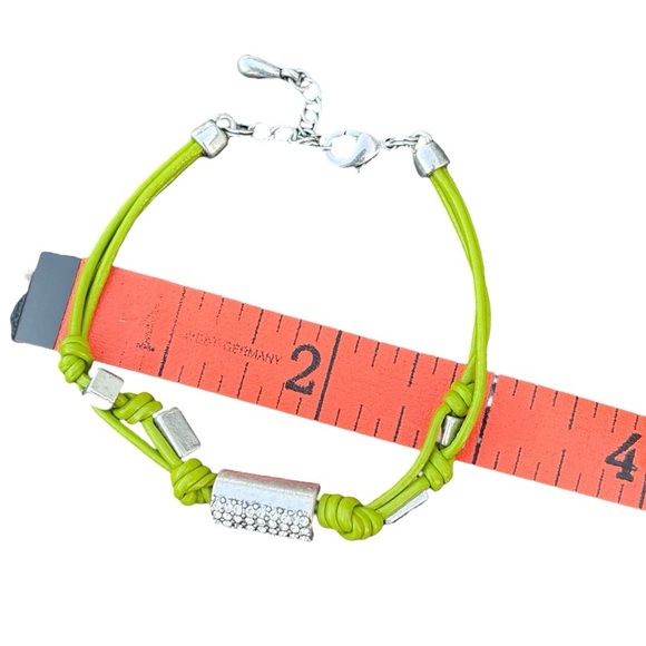 LIA SOPHIA Silver Tone COMRADE Corded 7" Cut Crystal Bracelet Pickle Green Color - Picture 5 of 5